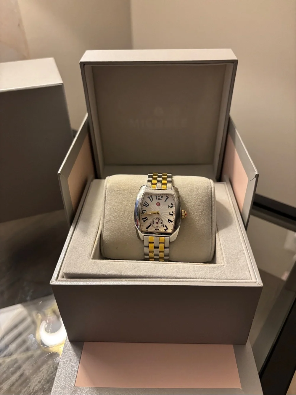 MICHELE Urban Mini Bracelet Watch (29mm x 35mm) Two-Tone Stainless Steel